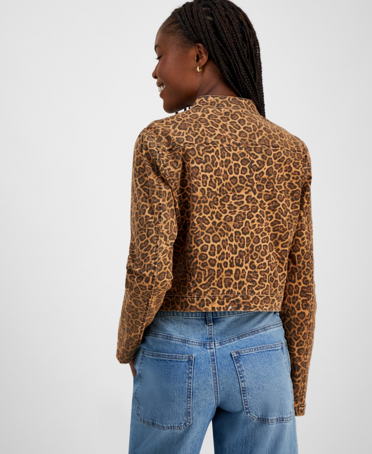 Tinseltown Juniors'Print Zip-Up Moto Jacket - Leopard