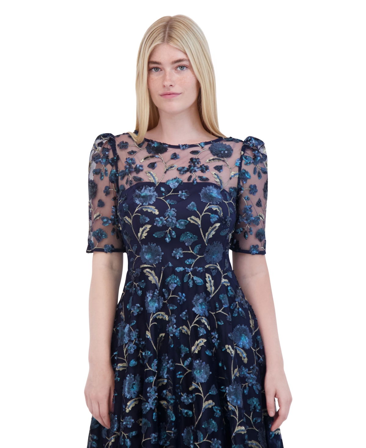 Eliza j fit and flare dress navy 2025