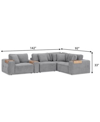 CLOSEOUT! Nycolle 5-Pc. Modular Fabric L-Shape Sectional with 1 Console, Created for Macy's