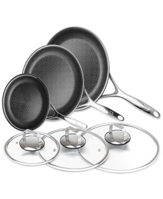 DiamondClad™ 8-Pc. Hybrid Nonstick Stainless Steel Frypan Set