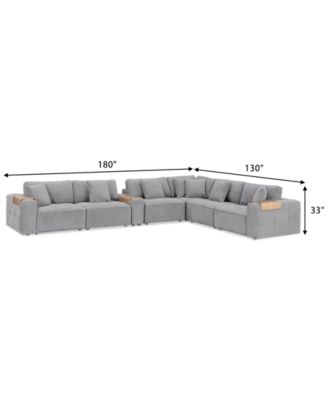 CLOSEOUT! Nycolle 7-Pc. Modular Fabric L-Shape Sectional with 1 Console, Created for Macy's