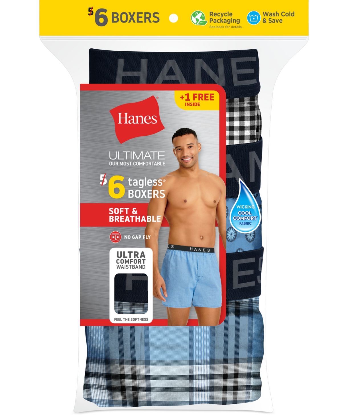 Hanes Men's 5+1 Bonus Pack Woven Boxers