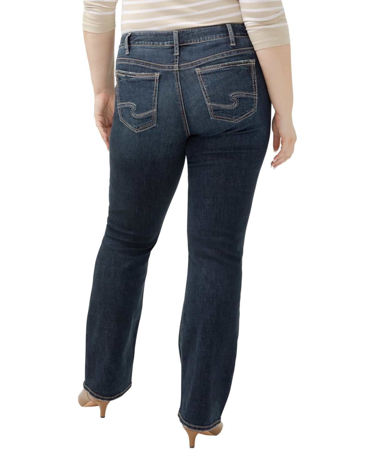 SILVER JEANS CO. PLUS SIZE SUKI MID RISE CURVY FIT SLIM BOOTCUT JEANS 
