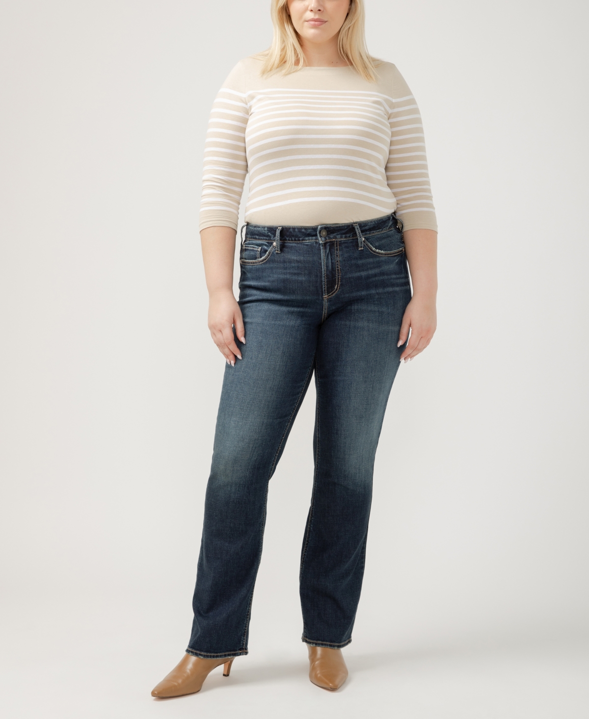 Shop Silver Jeans Co. Plus Size Suki Mid Rise Curvy Fit Slim Bootcut Jeans In Indigo