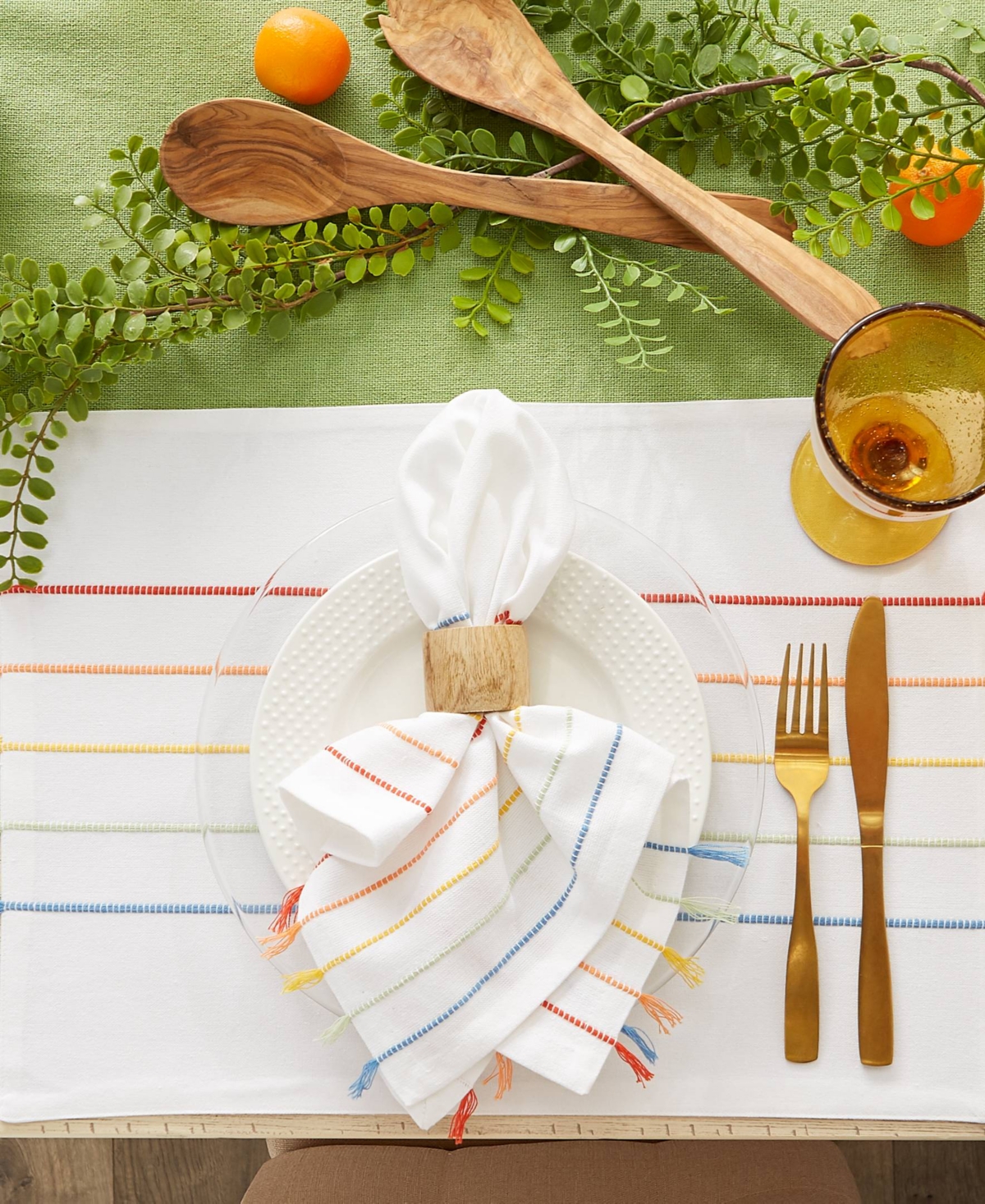 Design Imports Stripe Tassel Placemat Set of 4
