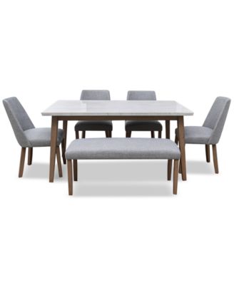 Mabell 6-Pc. Set (Table, 4 Side Chairs & Bench), Created for Macy's