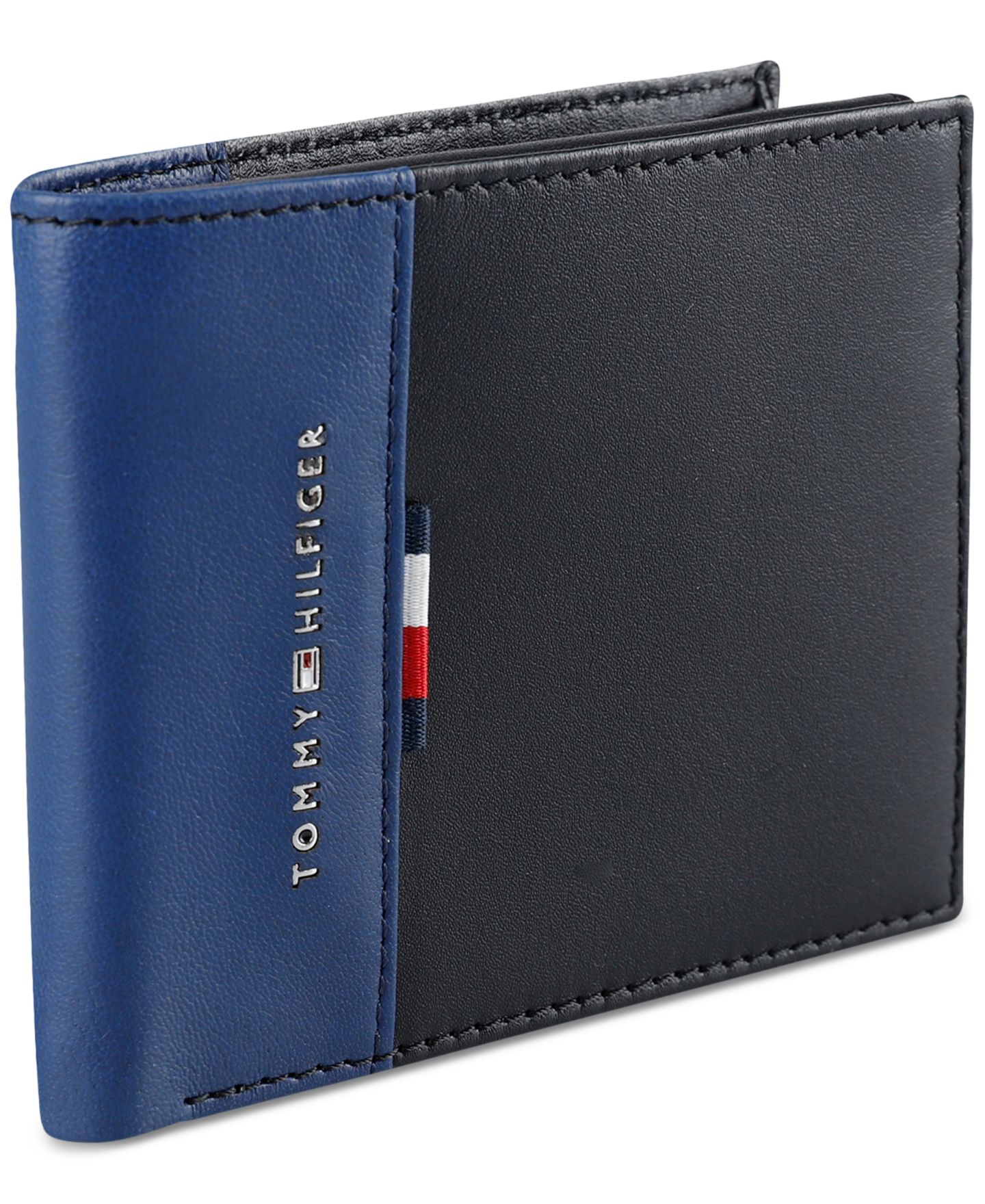 Мужской кошелёк Tommy Hilfiger RFID Pop Color Leather Bifold Wallet, цвет: Синий / Чёрный — фото 2