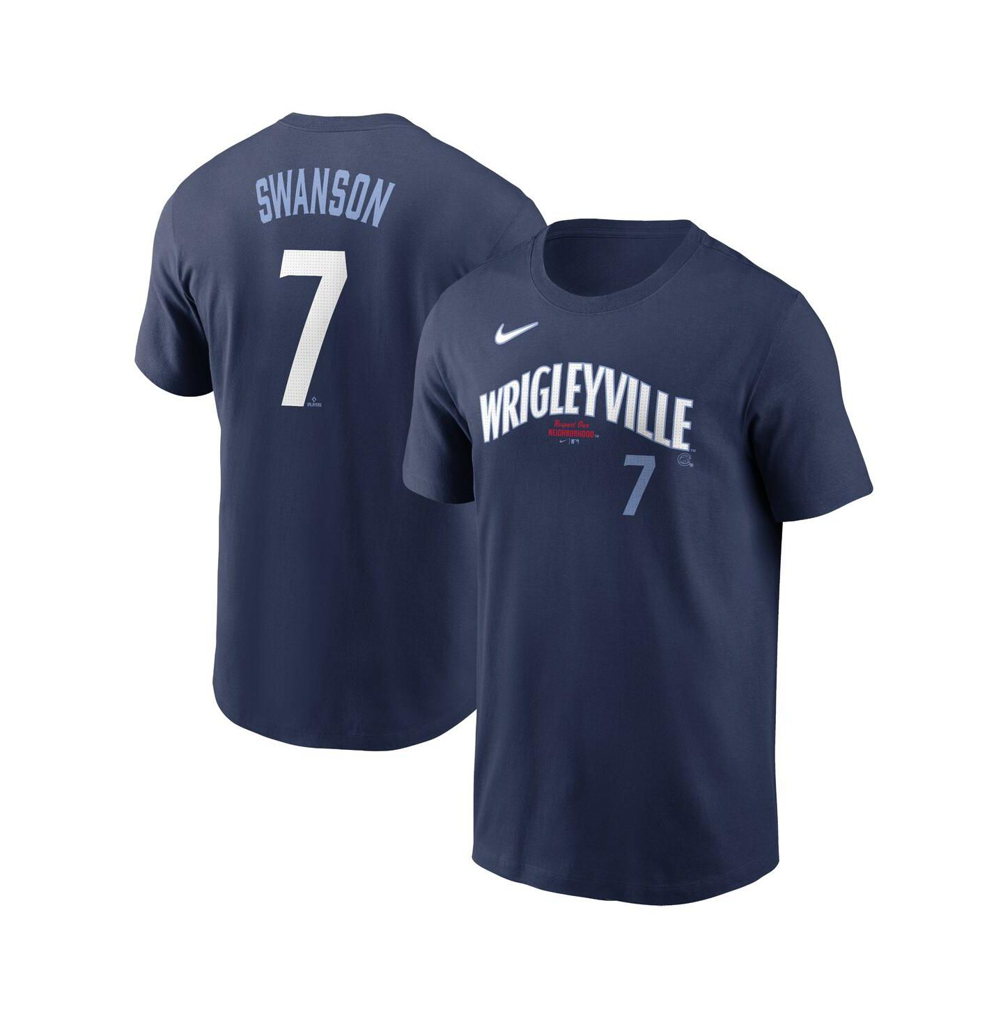 Мужская футболка Nike Dansby Swanson Navy Chicago Cubs City Connect Fuse Name & Number — фото 1