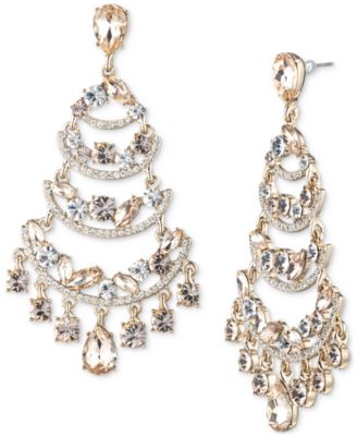 Givenchy - Gold-Tone Mixed Cut Crystal Chandelier Earrings