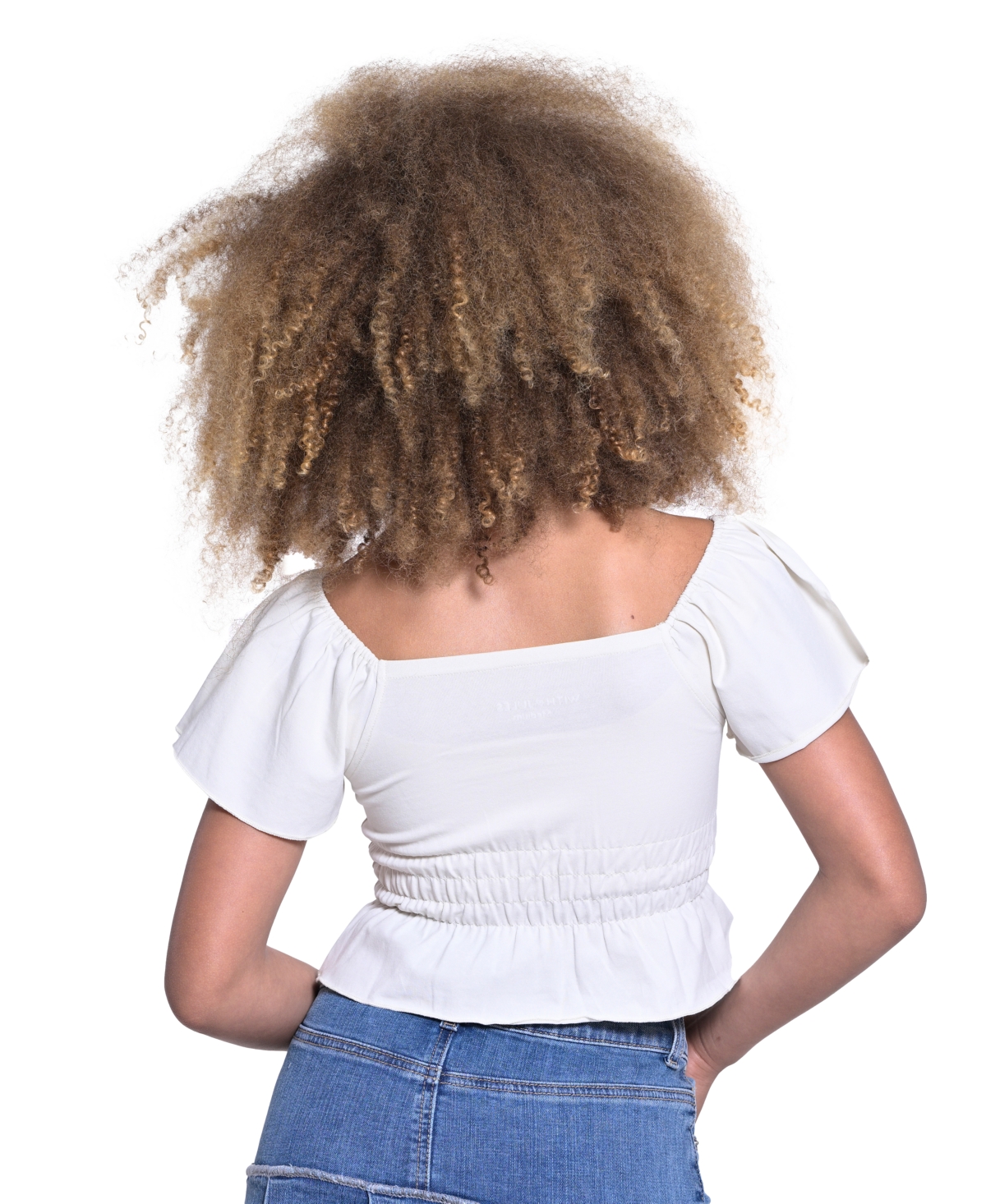 Thumbnail 3 of With Jules Flutter Sleeve Top for Girls - Natural & Versatile