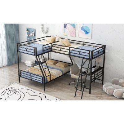Twin Loft Bunk Bed with Desk and Metal Frame