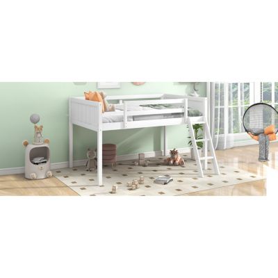 Streamdale Twin Wood Loft Bed with Reversible Ladder