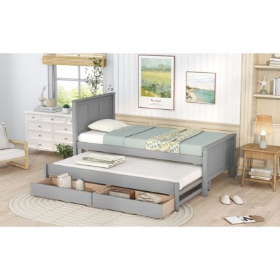 Streamdale Twin Size Platform Bed With Trundle And Drawers