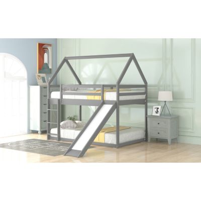 Streamdale Twin Size Bunk House Bed With Slide And Ladder