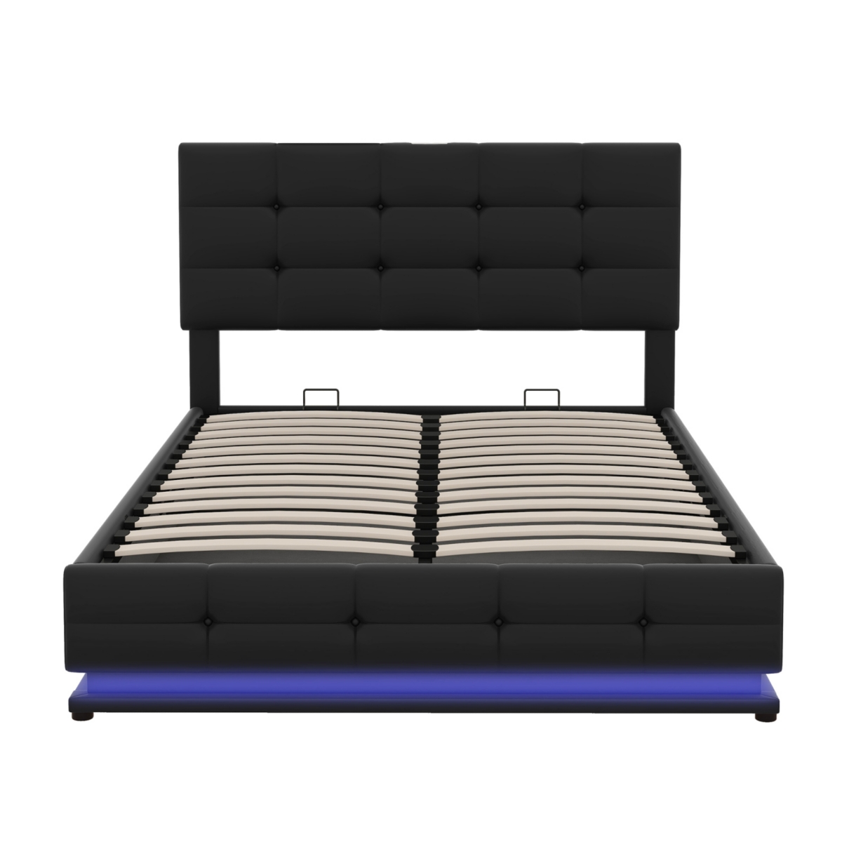Streamdale Furniture Full Size Tufted Upholstered Platform Bed With Hydraulic Storage System, Pu Storage Bed