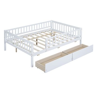Full Size Daybed Wood Bed With Two Drawers