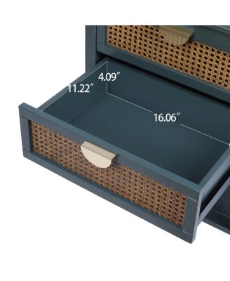 Rattan 2-Drawer Side Table