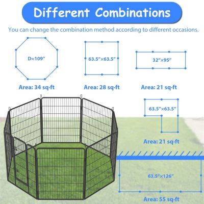 Heavy Duty Outdoor Dog Pen for Large Dogs - 8 Panel Metal Kennel