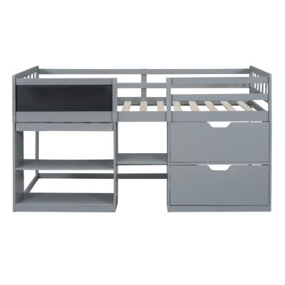 Streamdale Twin Size Low Loft Bed With Rolling Desk, Shelf And Drawers