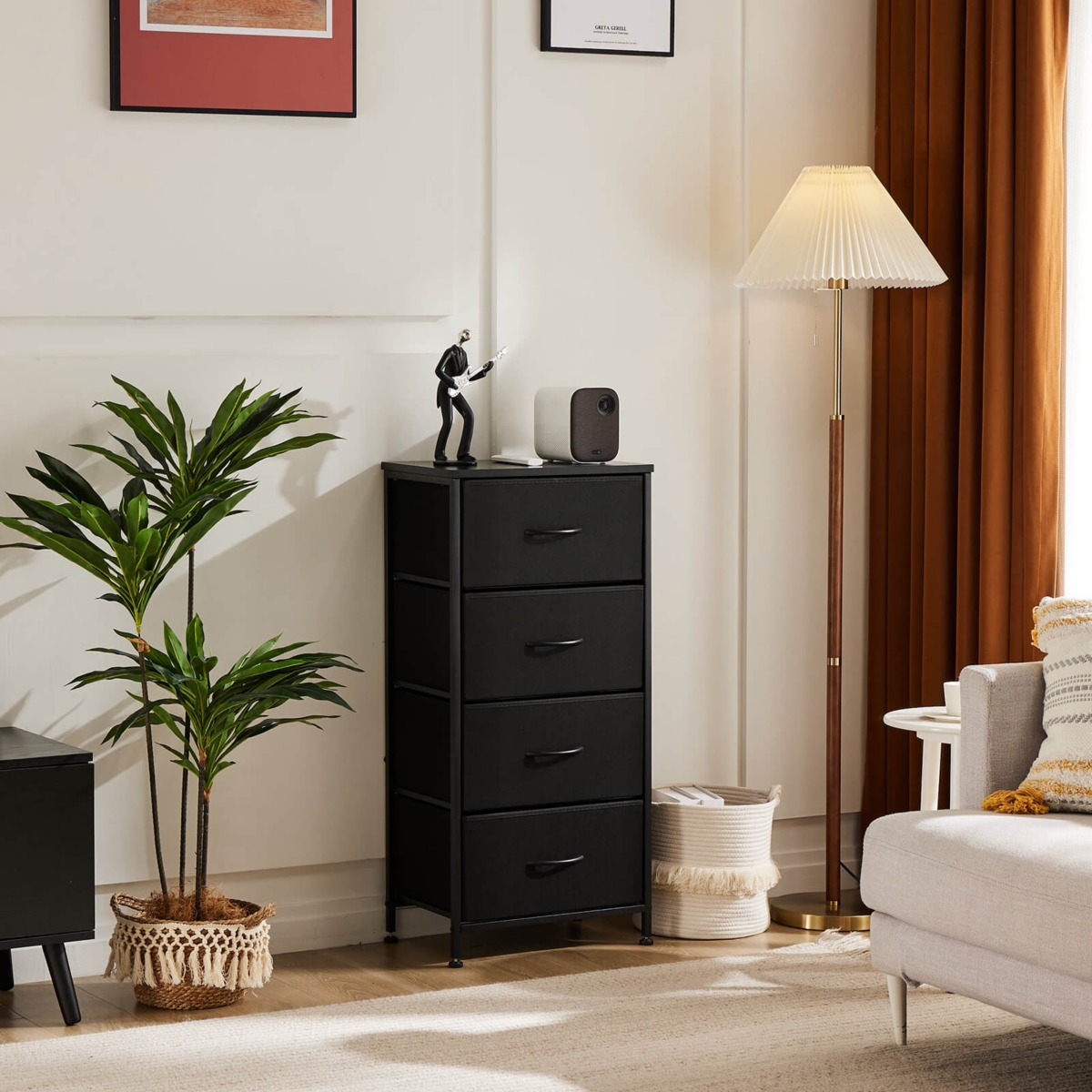 Streamdale Furniture Drawers Dresser Chest Of Drawers, Metal Frame And Wood Top- Black