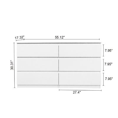 Streamdale 6 Drawer Double Dresser For Bedroom Living Room Hallway