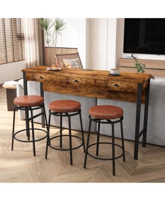 Streamdale 3-Drawer Dining Table Set with Outlets & Bar Stools