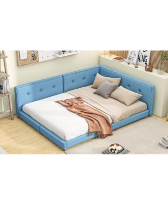 Upholstered Full Size Platform Bed With USB Ports