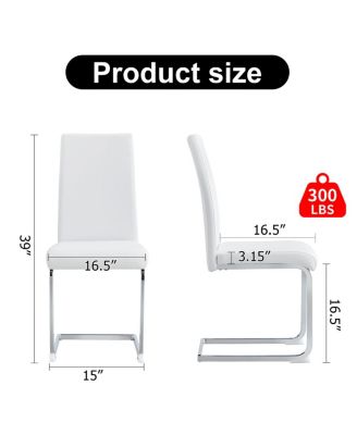 PU Leather Dining Chairs, Set of 4, White