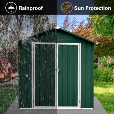 Streamdale Outdoor Storage Sheds 4FTx6FT Apex Roof Green+White