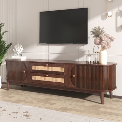 Streamdale 75" Rattan TV Stand, Modern Farmhouse Console