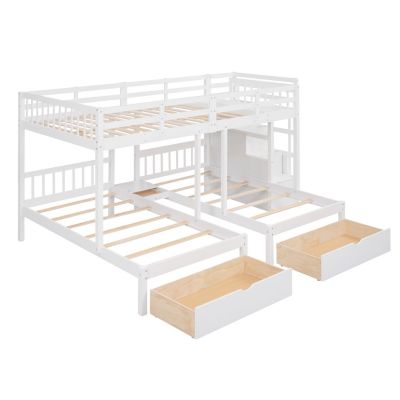 Triple Size Wood Bunk Bed with Drawers &acirc;€“ Bunk Bed