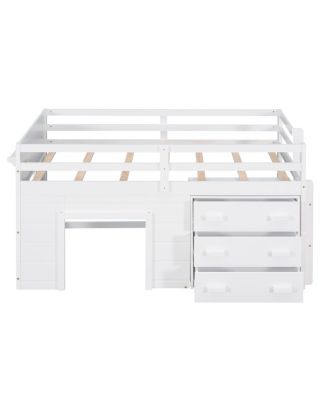 Twin Size Loft Bed with Cabinet and Shelf