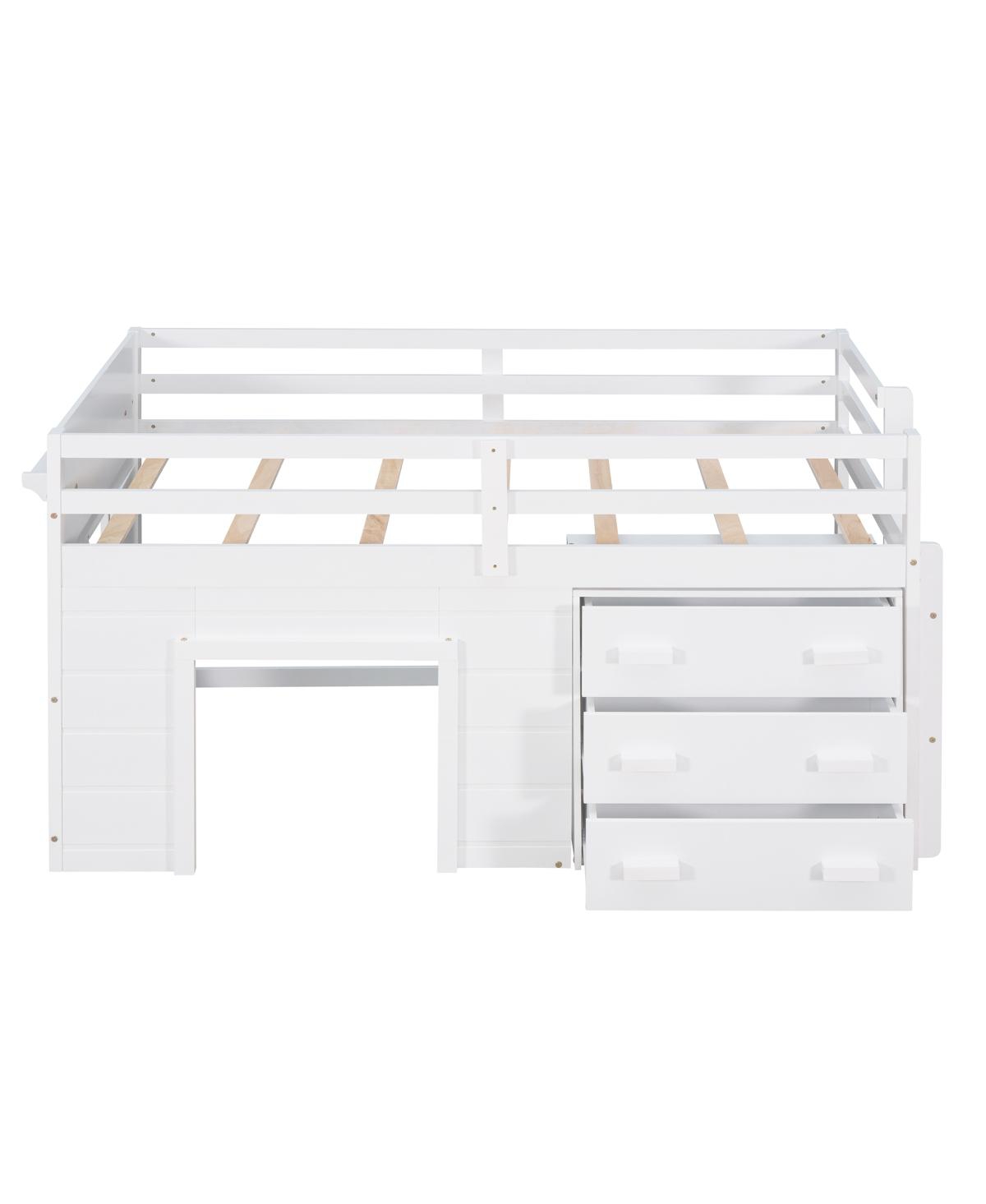 Simplie Fun Twin Size Loft Bed With Cabinet And Shelf