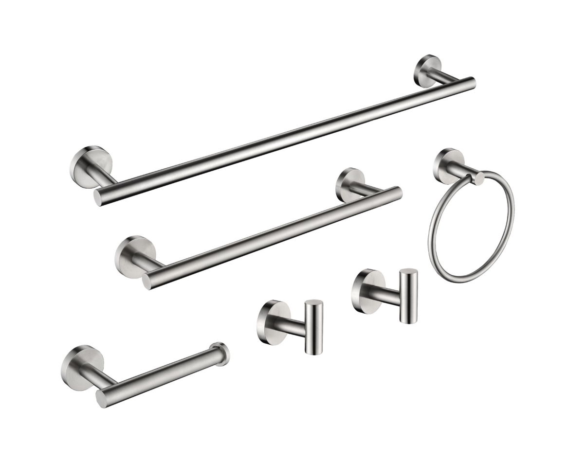 Streamdale Furniture 6 Piece Stainless Steel Bathroom Towel Rack Set Wall Mount