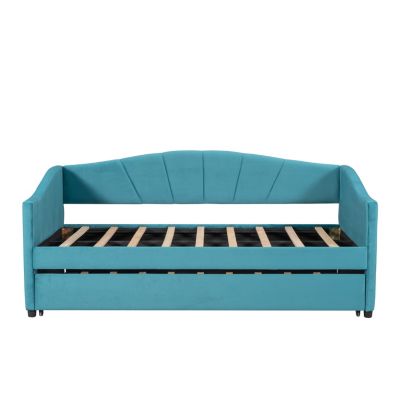 Streamdale Upholstered Daybed Sofa Bed Twin Size With Trundle Bed And Wood Slat