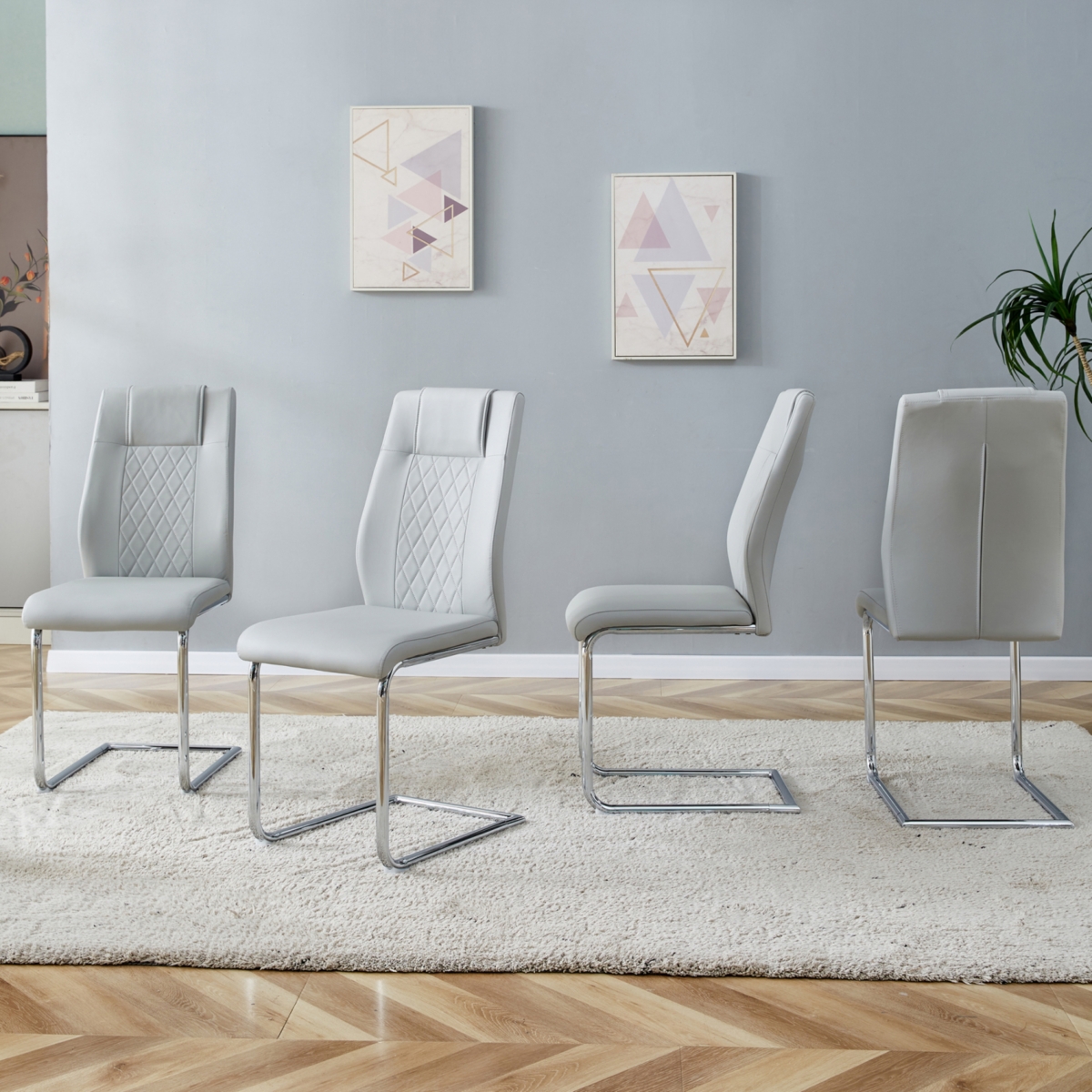 Set of 6 Faux Leather Cushioned Side Chairs