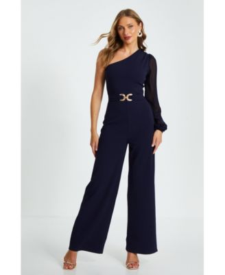 QUIZ Women s Scuba Crepe One Shoulder Palazzo Jumpsuit Macy s