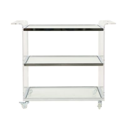 37.25" Acrylic, Tempered Glass 2 Shelves, Mobile Frame, Elegant Design Serving Cart