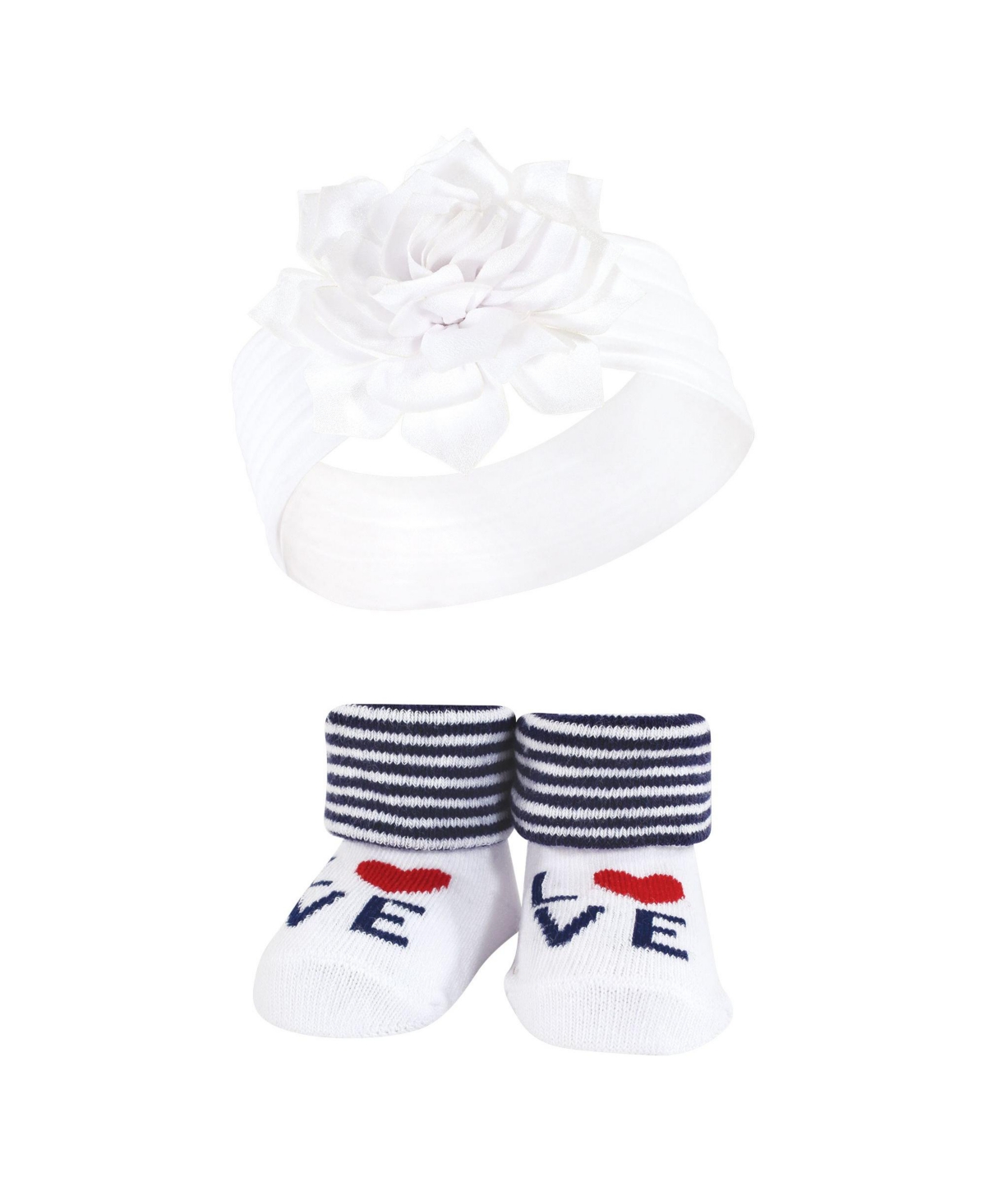 Hudson Baby Baby Girls Headband and Socks Giftset, One - Navy red