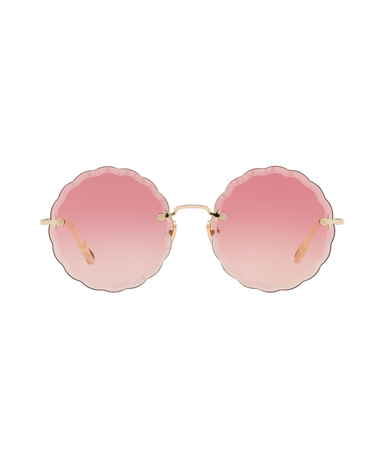 Chloé Ch0047s Metal Scalloped Round-frame Sunglasses In Pink Grad