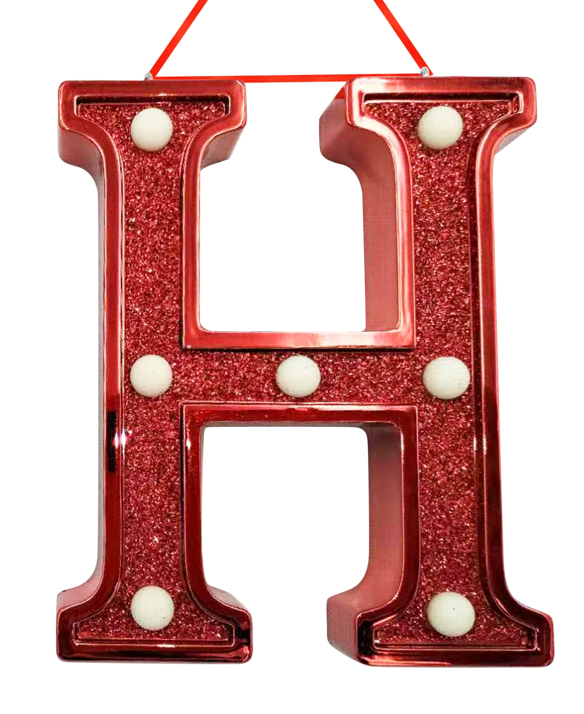 Ganz Light Up Initial Red Glitter Ornament In Red