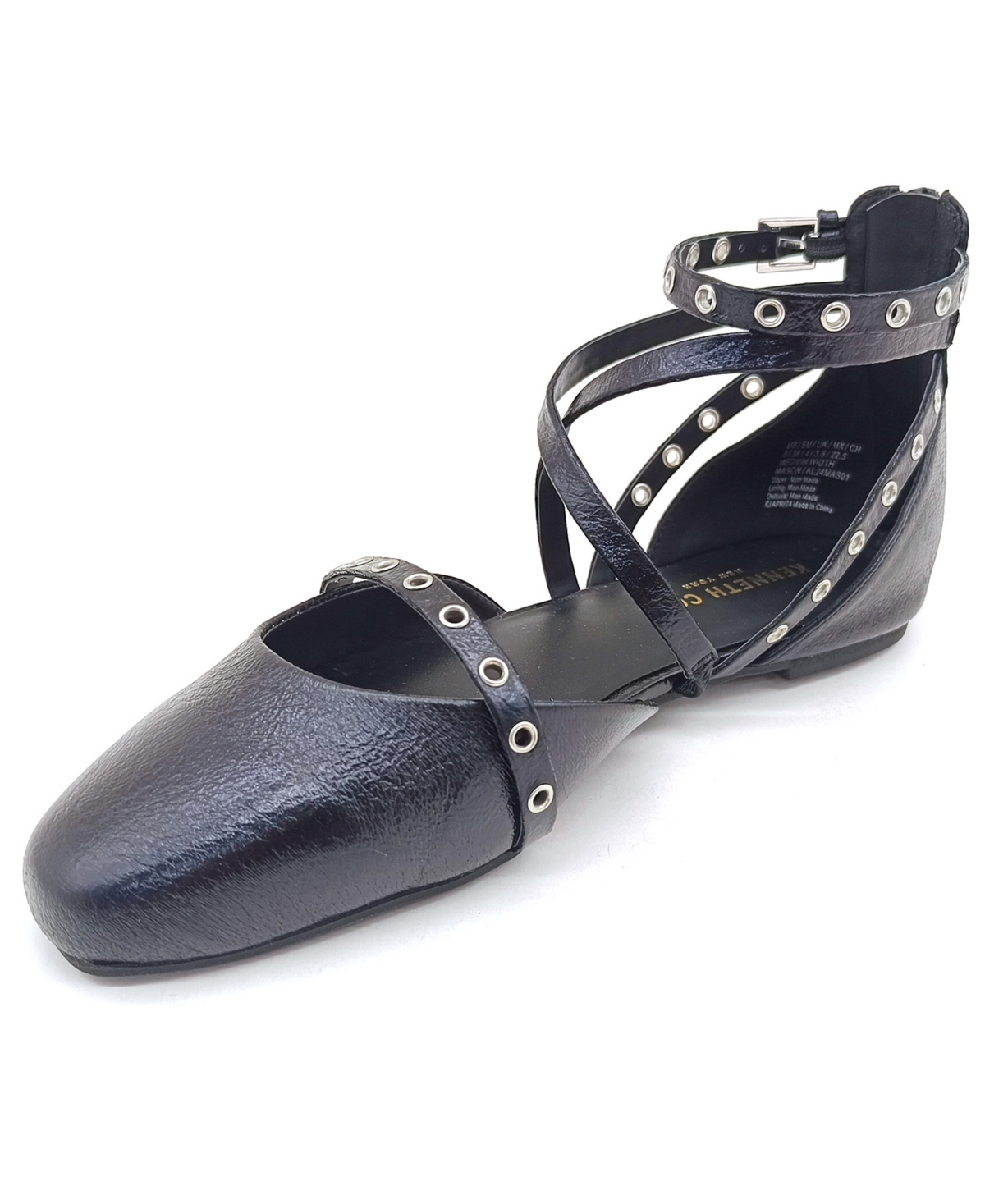 Shop Kenneth Cole New York Women's Mason Strappy Flats In Pewter