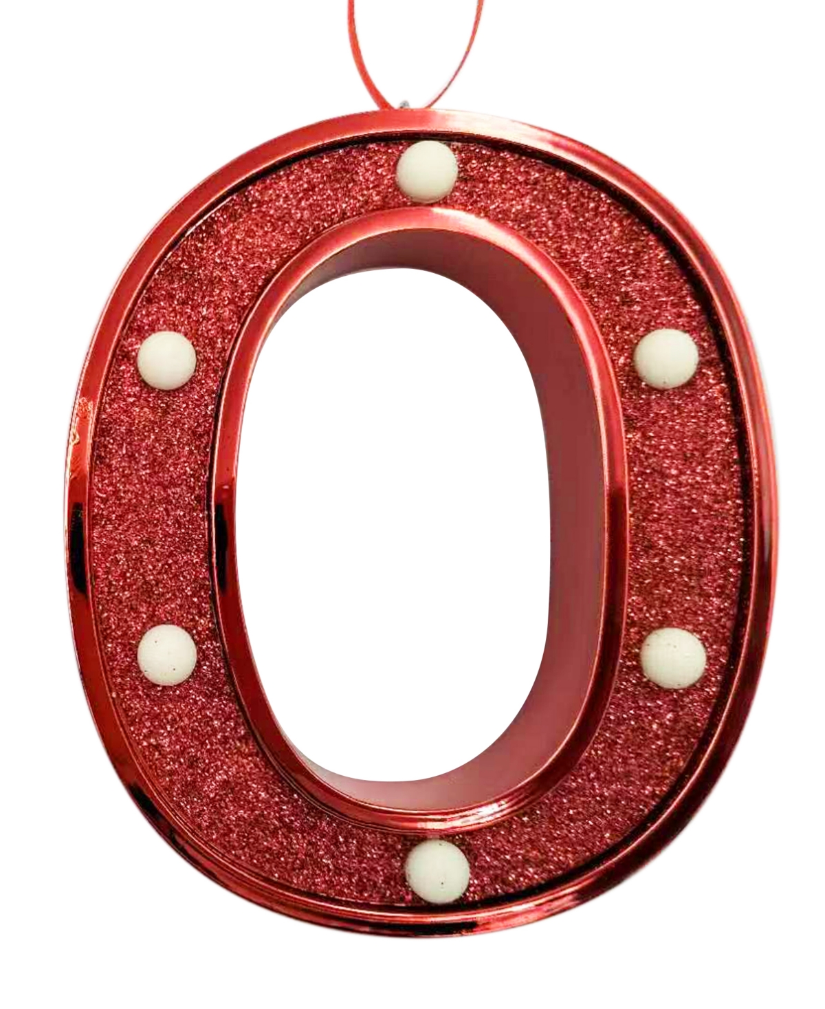 Ganz Light Up Initial Red Glitter Ornament In Red