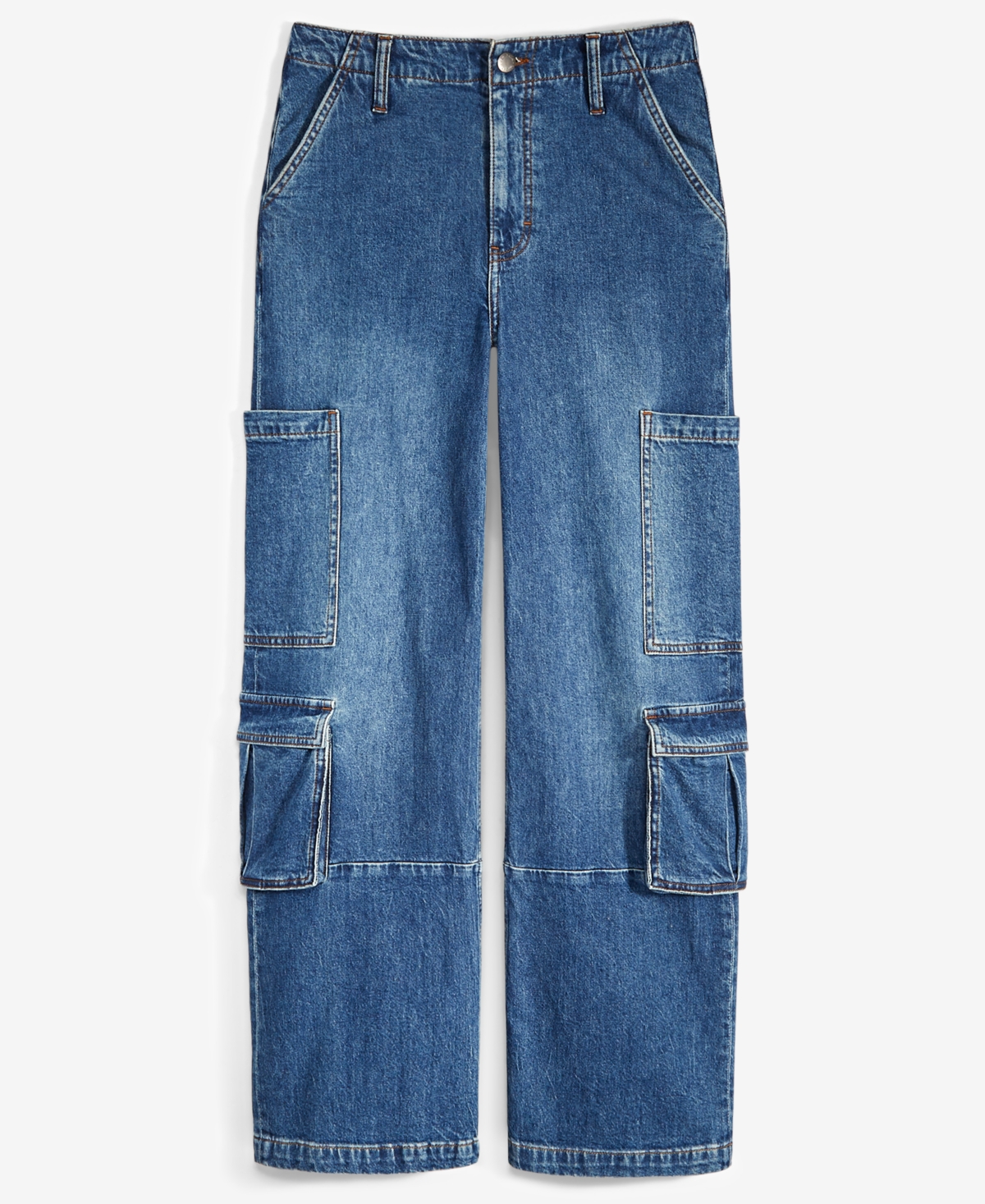 On 34th Women's High Rise Utility Cargo Jeans, Created For Macy's In Tinted Dark