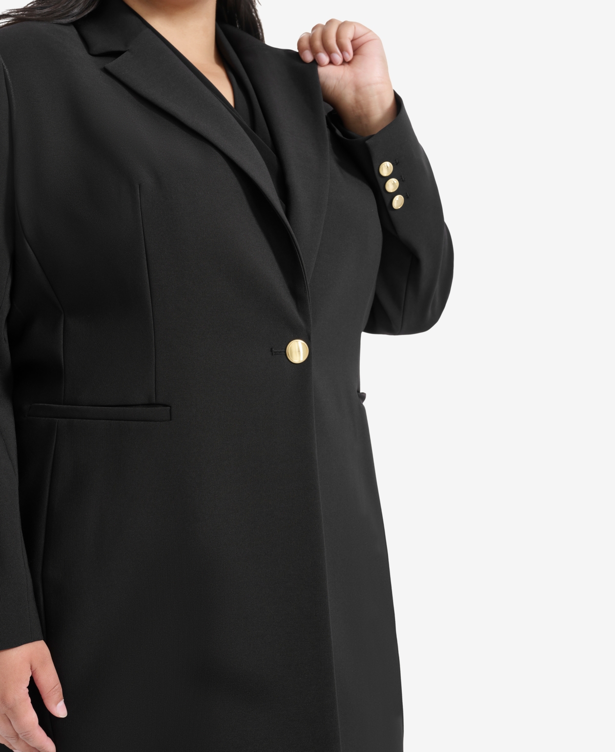 DKNY PLUS SIZE ONE-BUTTON BLAZER 
