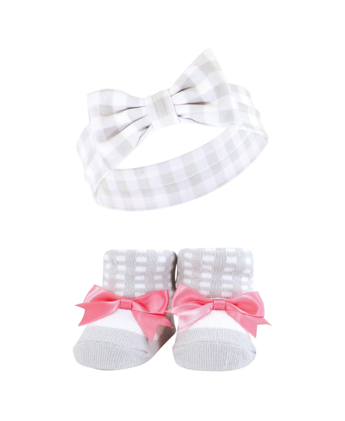Hudson Baby Baby Girls Headband and Socks Giftset, One - Pink charcoal