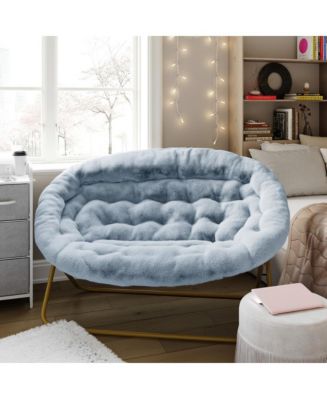 EMMA + OLIVER Double Steel Janey Folding Saucer Chair and Ottoman
