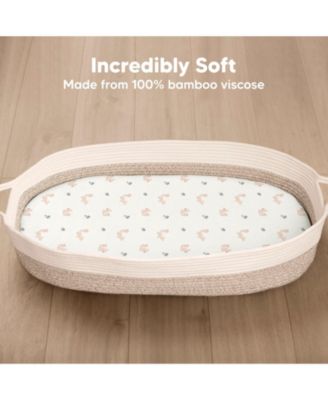 Bassinet Sheet for Baby Girls, Boys, 2-Pack Isla Fitted Bassinet Sheets, Bassinet Mattress Sheets