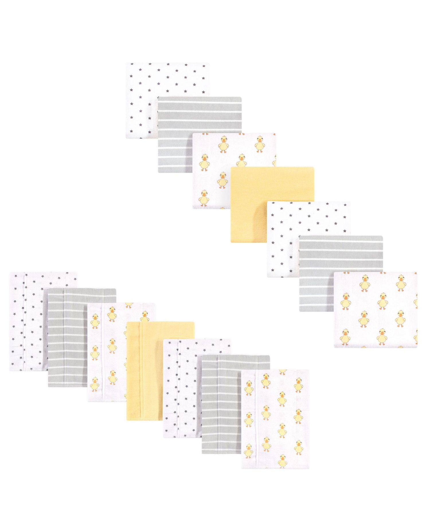 Cotton Flannel Burp Cloths and Receiving Blankets, 14-Piece