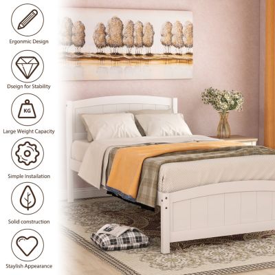 Streamdale Wood Platform Bed With Headboard, Footboard And Wood Slat Support Twin